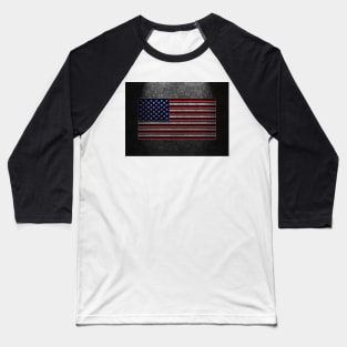 American Flag Stone Texture Baseball T-Shirt